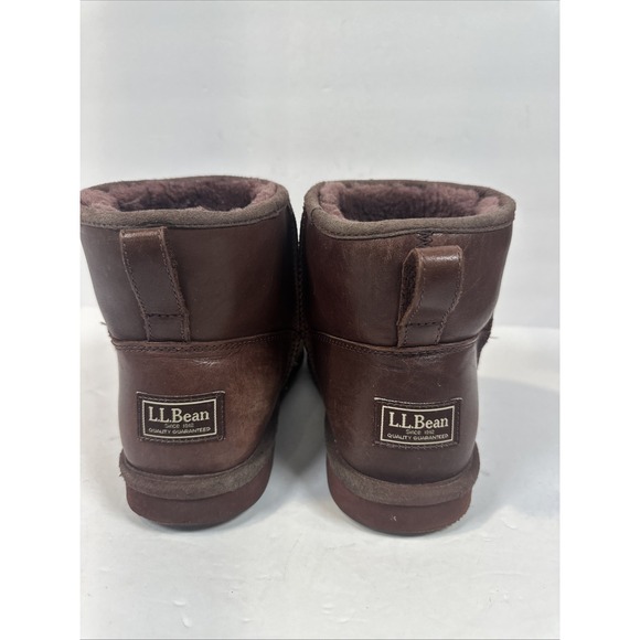 L.L. BEAN Women's Brown Leather Wool Lined Bean Boots Size 9M made in Maine USA - Picture 3 of 8